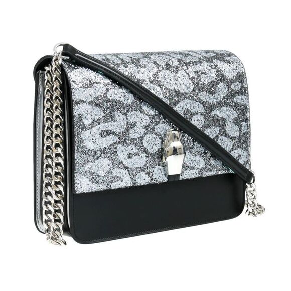 Roberto Cavalli Class GWLPCF B13 Milano Rmx 00 Black/ Silver Large Shoulder Bag